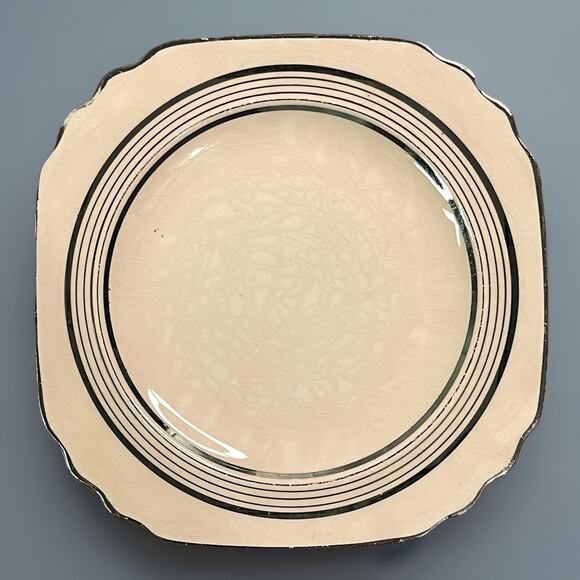 Limoges Peach Blo Ritz Platinum Dessert Plates Seabring Ohio 5 Piece Vintage - Picture 2 of 5